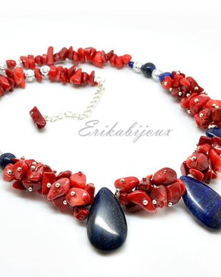 Colier cu coral si lapis lazuli
