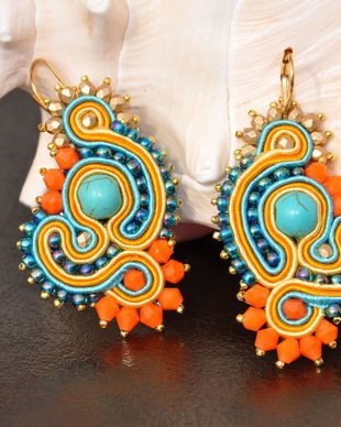cercei soutache turcoaz
