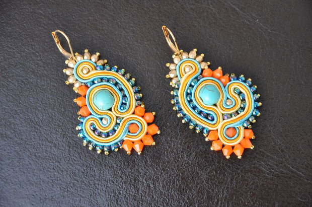 cercei soutache turcoaz