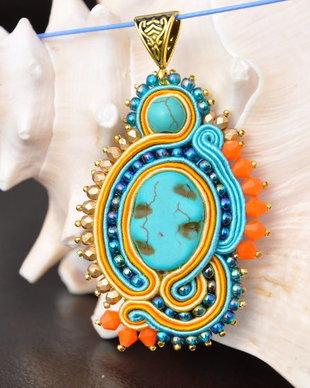 Pandantiv soutache turcoaz