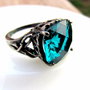 Inel argintat&cristal teal