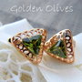 Cercei auriti&zirconii verde-olive