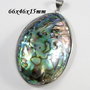 6428V - Pandantiv, scoica paua / pawa abalone, rama argintie,