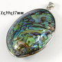 7913V - Pandantiv, scoica paua abalone, dubla, rama argintie