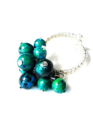 Inel reglabil cu sfere chrysocolla