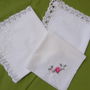 Set 3 batistute cu dantela si broderie
