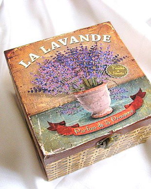 Cutie din lemn  -lavanda - 26356