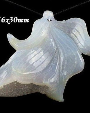 6451 - Pandantiv, calcedonie bleu, floare sculptata