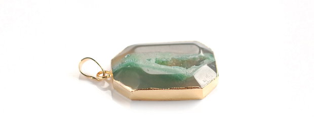 Pandant agata druzy electroplacata cu aur