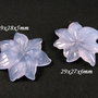 7941 - (2buc) Pandantiv / charms, calcedonie bleu, floare sculptata