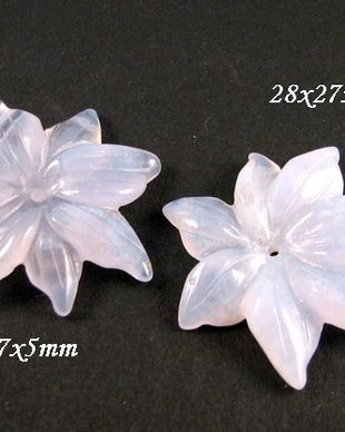 7942V - (2buc) Pandantiv / charms, calcedonie bleu, floare sculptata
