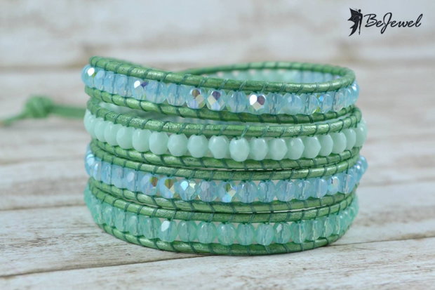 Rezervata - Bratara wrap cu snur de piele si cristale ''Breeze''