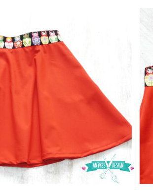 Fusta Clos Rosie Matryoshka - cu buzunare