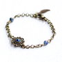 Bratara minimala cu lapis lazuli, sodalit si elemente metalice bronz antic