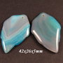 7930 - (2 buc) Pandantive / charms, agata verde turcoaz gri, frunza