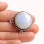 Pandant cu Moonstone natural  cu irizatii albastre - in rama argintata si antichizata