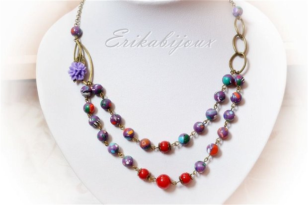 Colier turcoaz multicolor-Colectia ,,Blossoming jewelry"