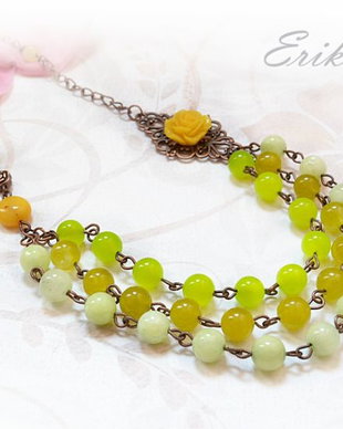 Colier jad verde-Colectia,,Blossoming jewelry"