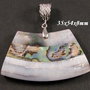 6425 - Pandantiv, sidef beige, scoica paua abalone, trapez