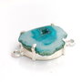 Conector cu agata druzy teal in rama argintata
