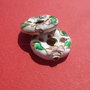 Cloisonne alba cu flori de cires aprox 5x21 mm