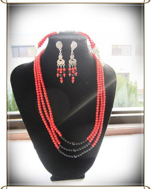 SET- CORAL ROSU SI ONIX NEGRU