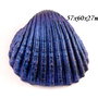7963 - Pandantiv scoica vopsita manual, iridescent, bleumarin navy, efect metalizat