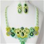 Colier si cercei „Emerald” – Set bijuterii verde emerald, colier verde olive, bijuterii statement, colier şi cercei verzi