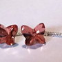 Cercei argint cu lantisor cu piatra Swarovski Butterfly Rose Peach 10mm