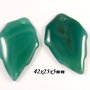 7929 - (2 buc) Pandantive / charms, agata verde, frunza