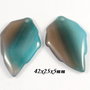 7931 - (2 buc) Pandantive / charms, agata verde turcoaz gri, frunza