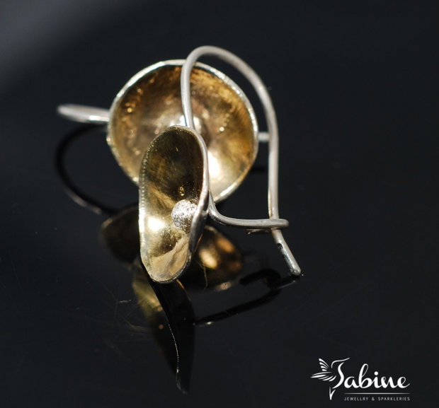 Cercei floricele argint 925 placat selectiv cu aur 24K