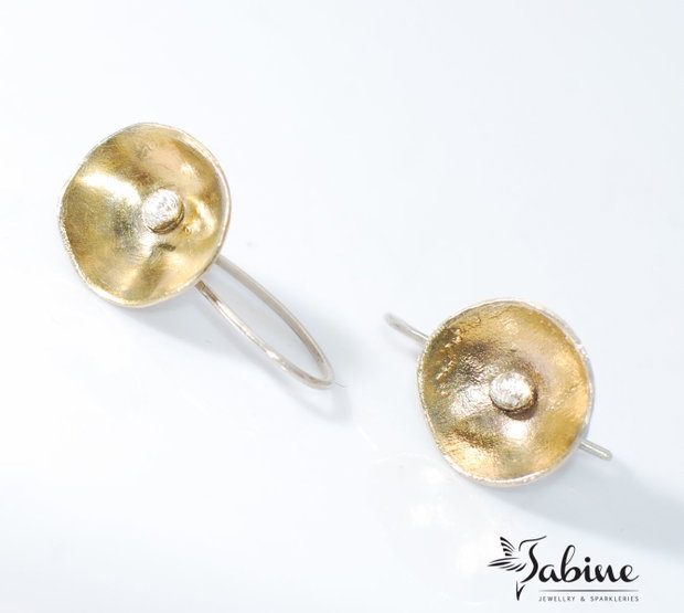 Cercei floricele argint 925 placat selectiv cu aur 24K
