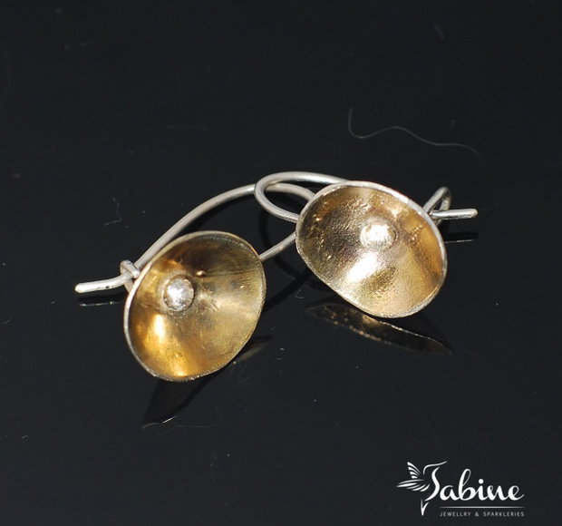 Cercei floricele argint 925 placat selectiv cu aur 24K