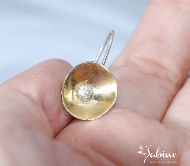 Cercei floricele argint 925 placat selectiv cu aur 24K