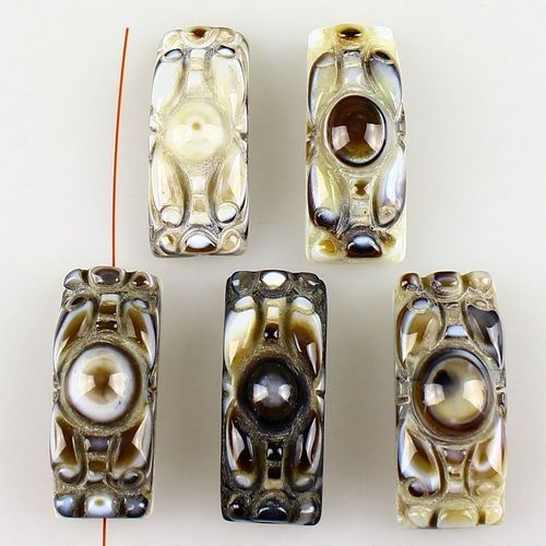 4215 - (1buc) Pandantiv tip conector, agata ochi, sculptata