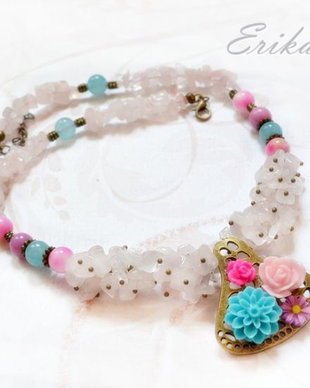 Colier cuart si jad-Colectia,,Blossoming jewelry"