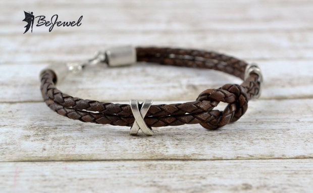Bratara barbateasca cu snur de piele ''Knot''