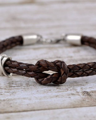 Bratara barbateasca cu snur de piele ''Knot''