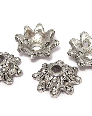 Capacel metalic, argintiu antichizat, 9x3.5 mm