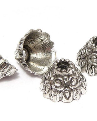Capacel metalic, argintiu antichizat, 13x8 mm