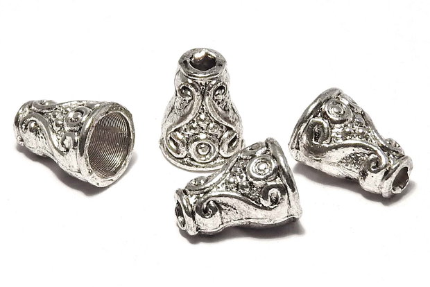 Capacel metalic, argintiu antichizat, 10x7.5 mm