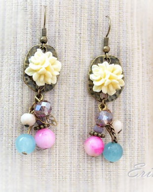 Cercei ivory flower-Colectia ,,Blossoming jewelry"