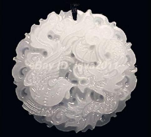 8040 - Pandantiv, jad alb sculptat, Afganistan, dragon si phoenix, 48x8mm