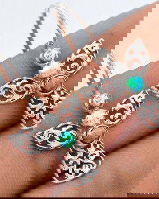 Ag279 - Cercei cu tortite, argint 925, fire opal, ingerasi