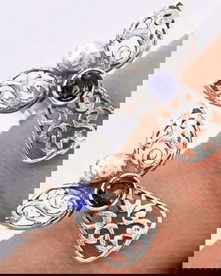 Ag283 - Cercei cu tija, argint 925, iolit, ingerasi