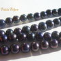 Perle de cultura aprox rotunde de 8 mm negre cu reflexe verzi, albastre, mov