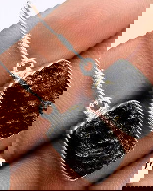 Ag192 - Cercei cu tortite, argint 925, tektite brute, dreptunghi