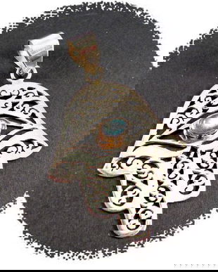 Ag120 - Pandantiv, argint 925 marcat, labradorit, Hamsa