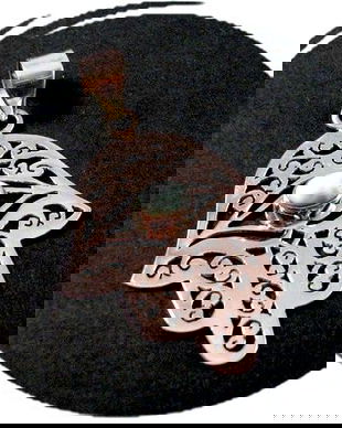 Ag098 - Pandantiv, argint 925 marcat, larimar, Hamsa